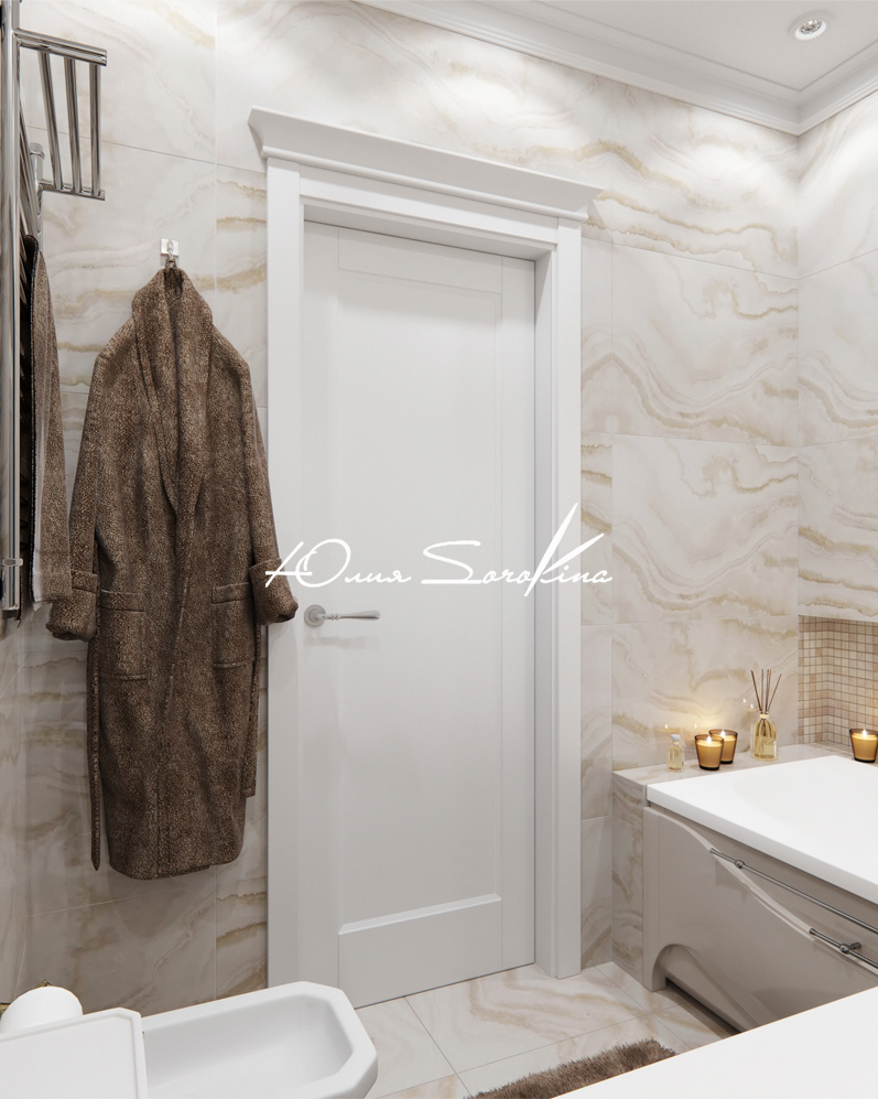 Дизайн интерьера ванной комнаты в стиле неокалассика г. Москва